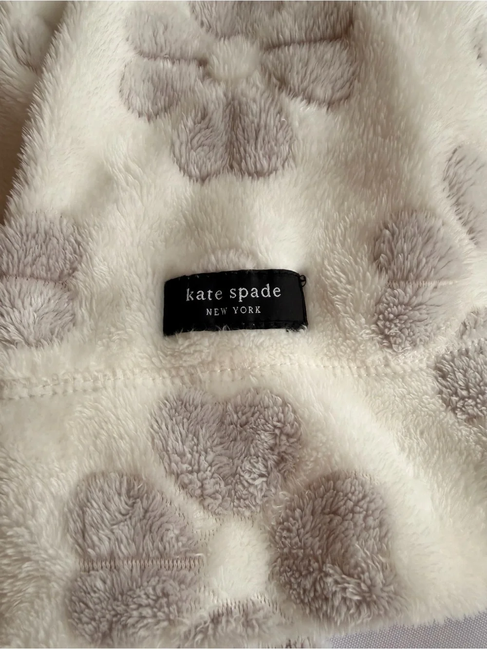 Kate Spade New York Jacquard Plush Robe Gray Floral Hearts Sz XS/P